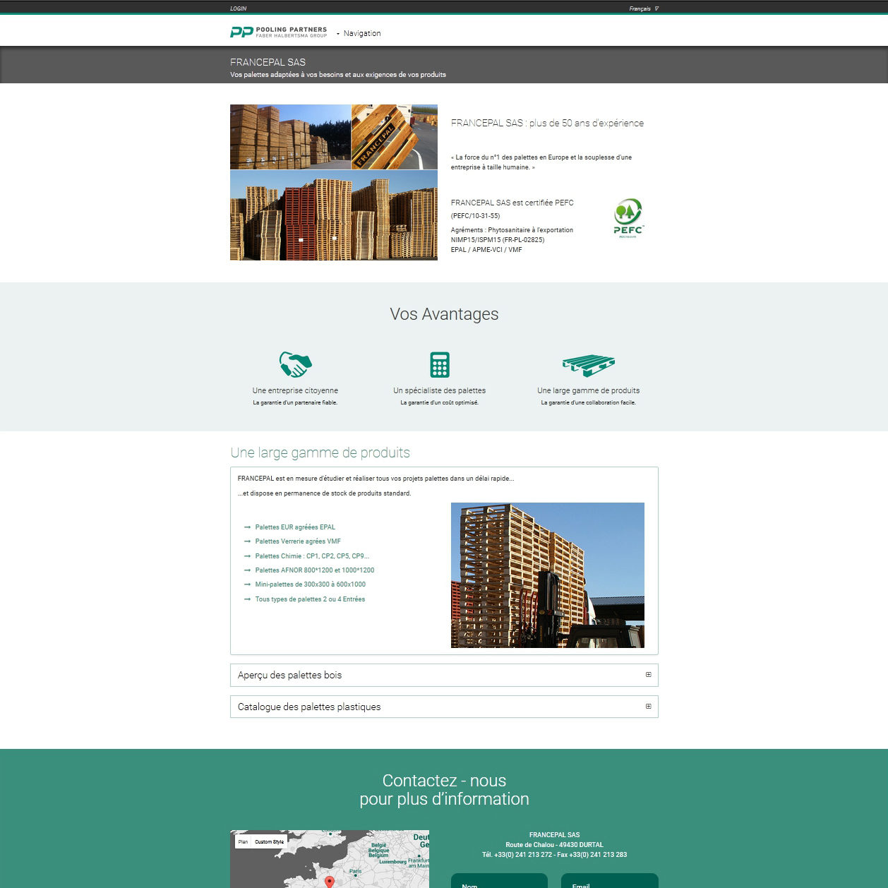 Site internet pour une entreprise de fabrication de Palettes