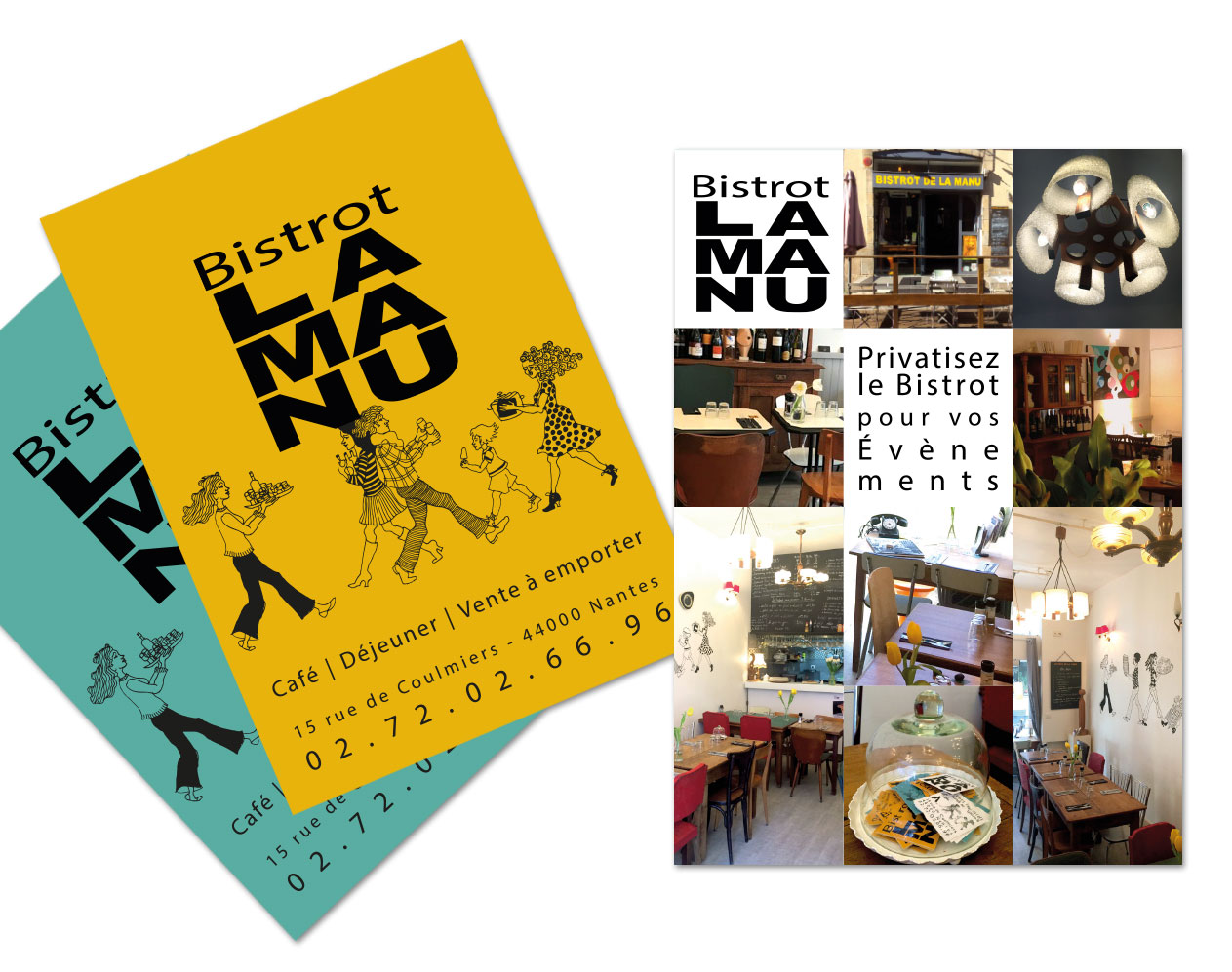 Cartes de visites Flyers Bistrot La Manu à Nantes